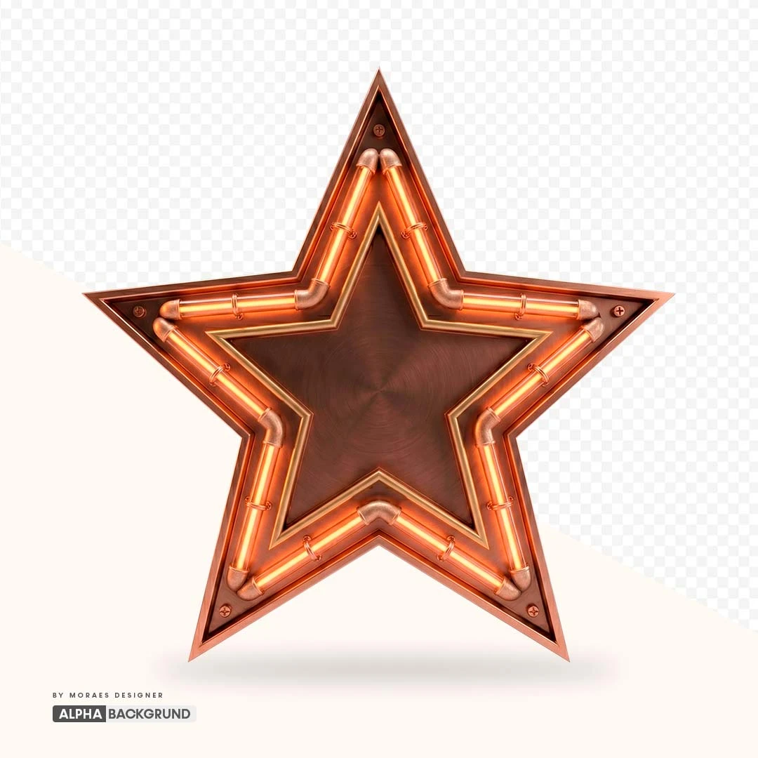 PNG FREE:  Estrela Neon Bronze alta qualidade GRÁTIS