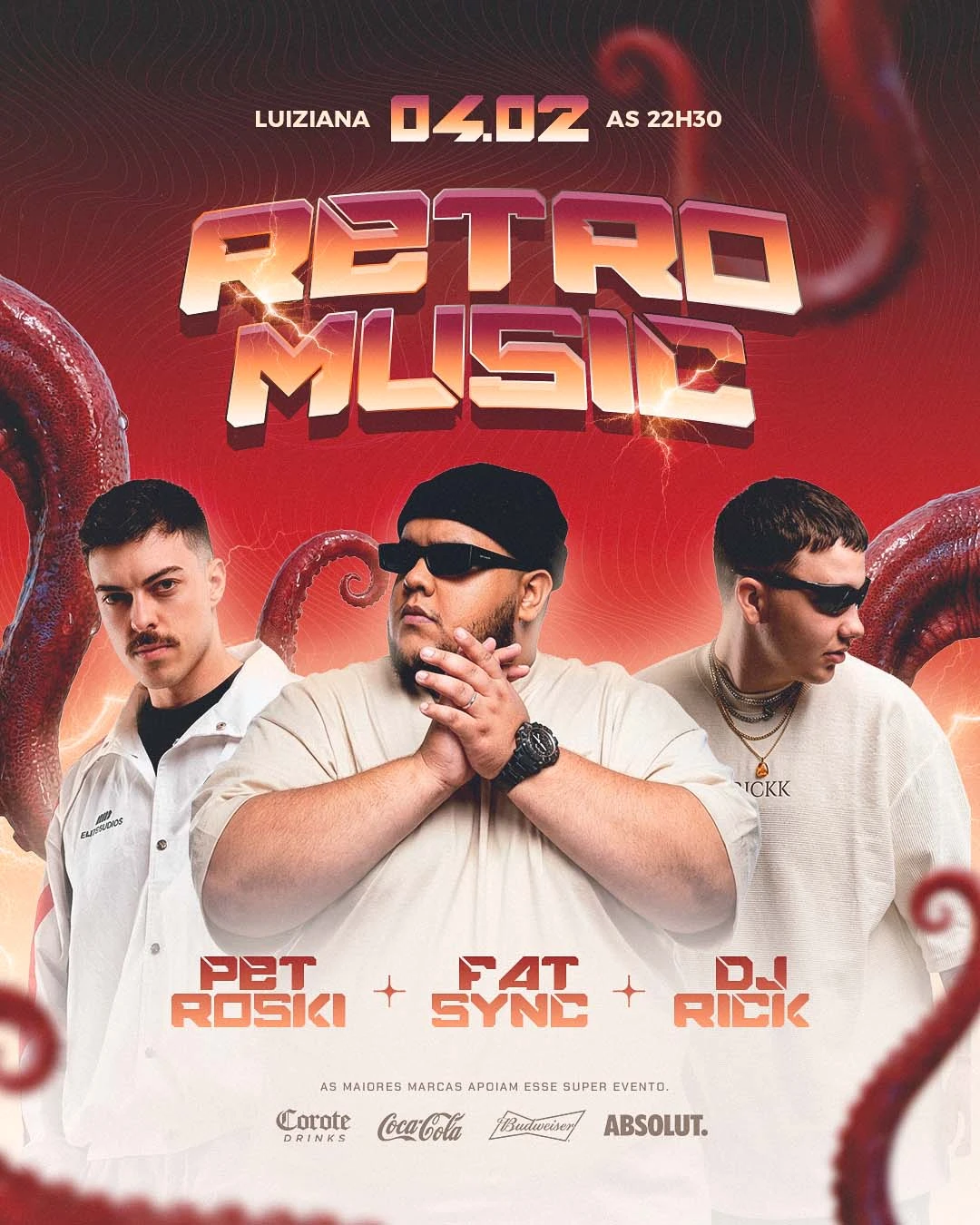 FLYER FREE: Retro Music Eletronico, DJs Editável pelo Photoshop e Canva Fontes e Elementos PNG GRÁTIS