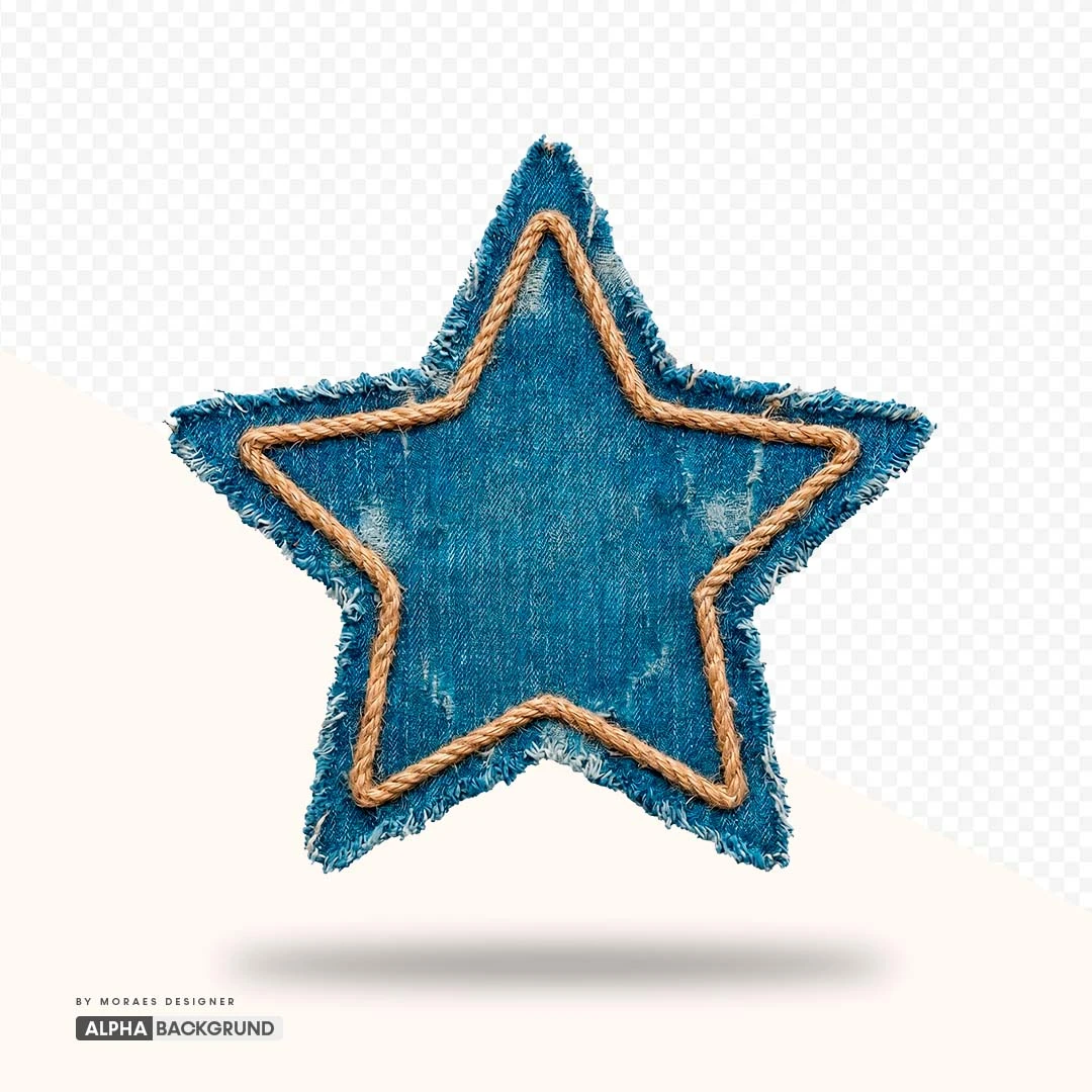 PNG FREE: Estrela de tecido jeans alta qualidade GRÁTIS