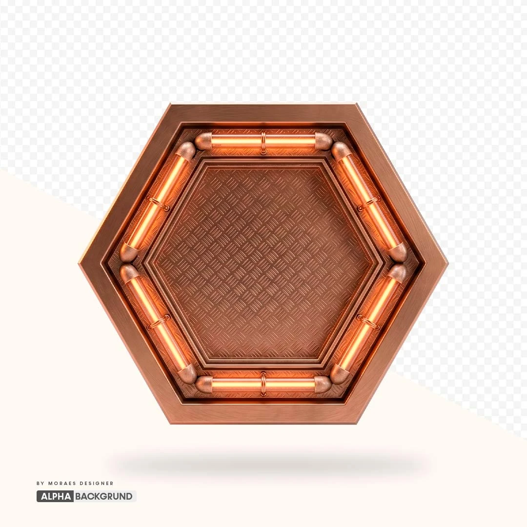 PNG FREE:  Hexágono Neon Bronze alta qualidade GRÁTIS