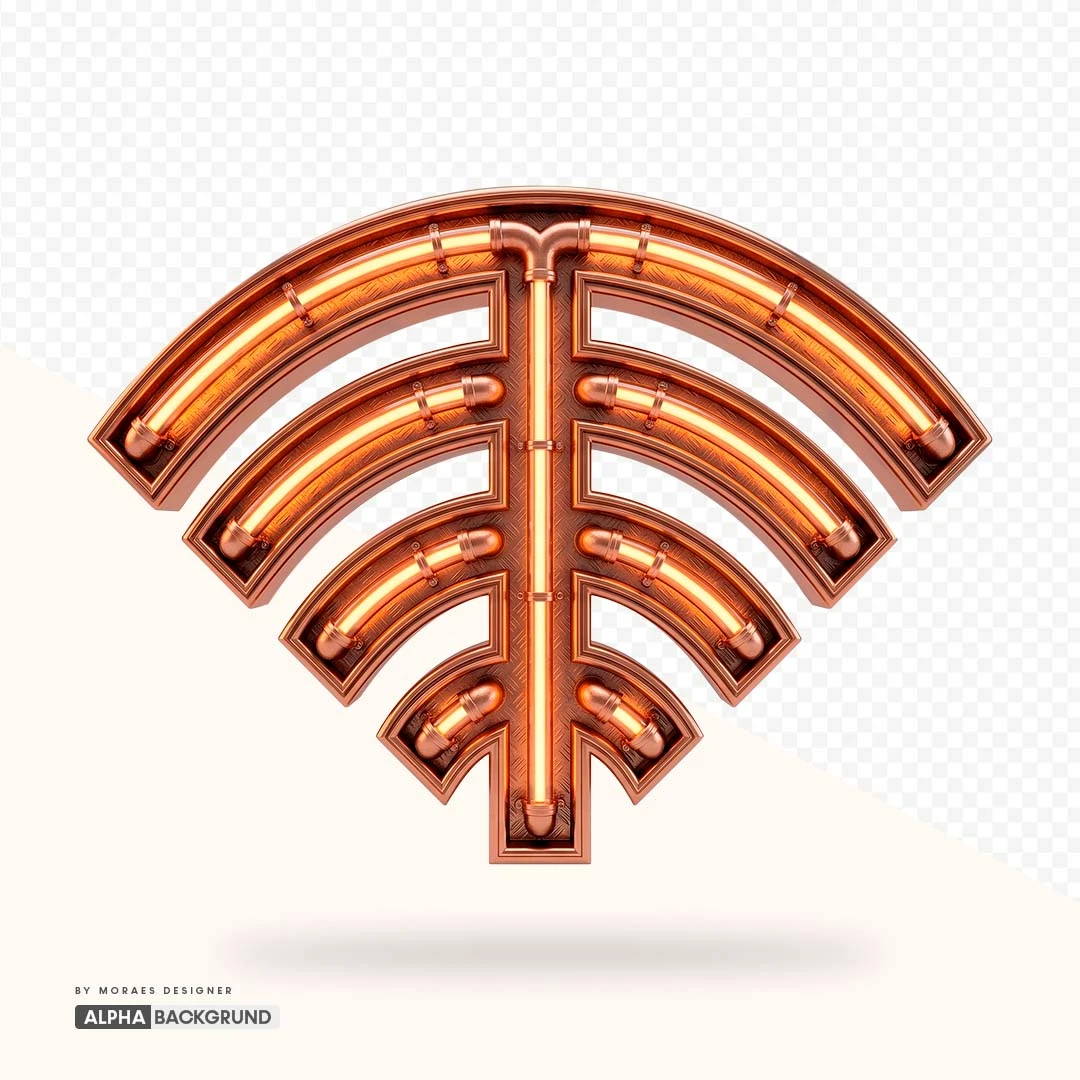 PNG FREE:  Wi-Fi Neon Bronze alta qualidade GRÁTIS