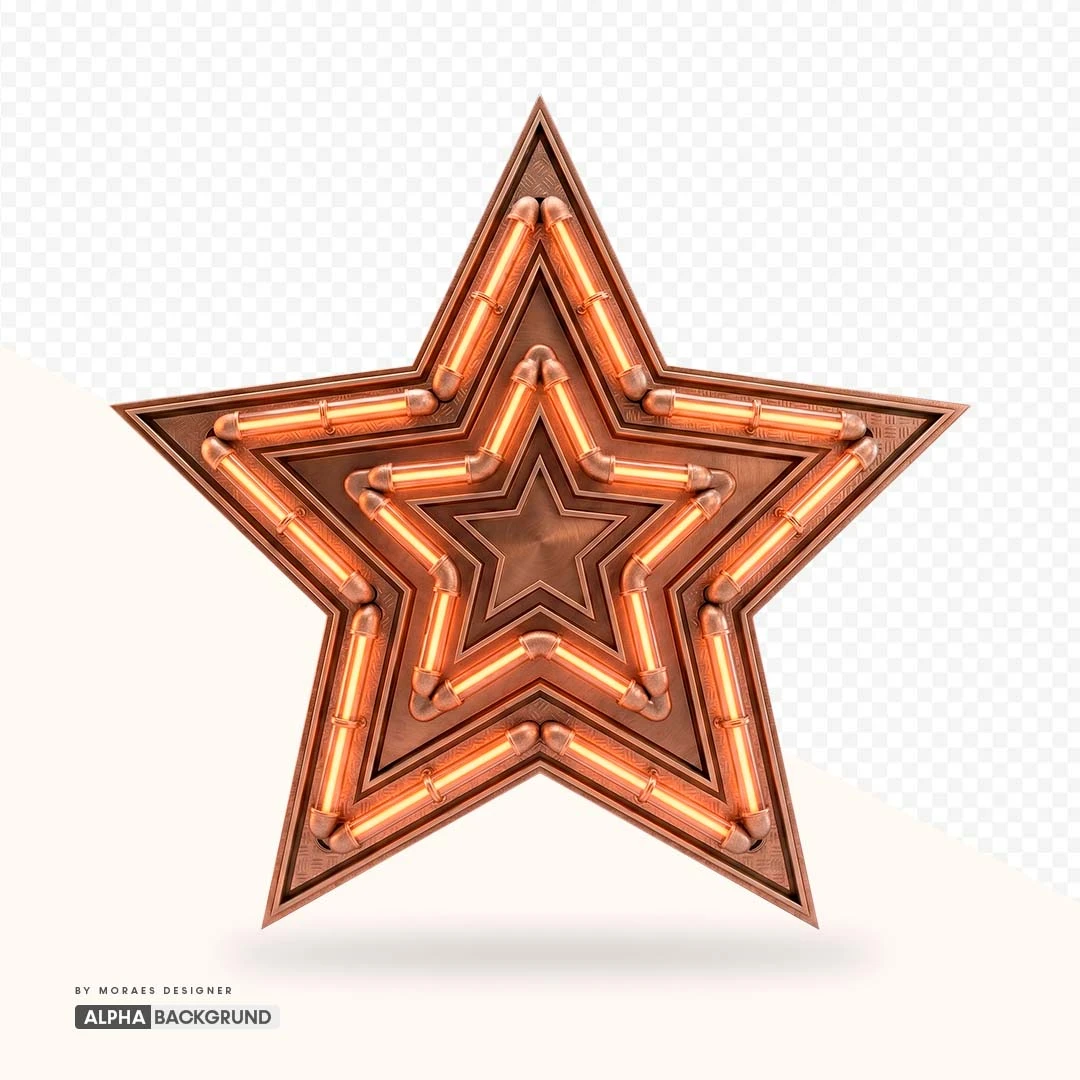 PNG FREE: Estrela   Neon Bronze alta qualidade GRÁTIS