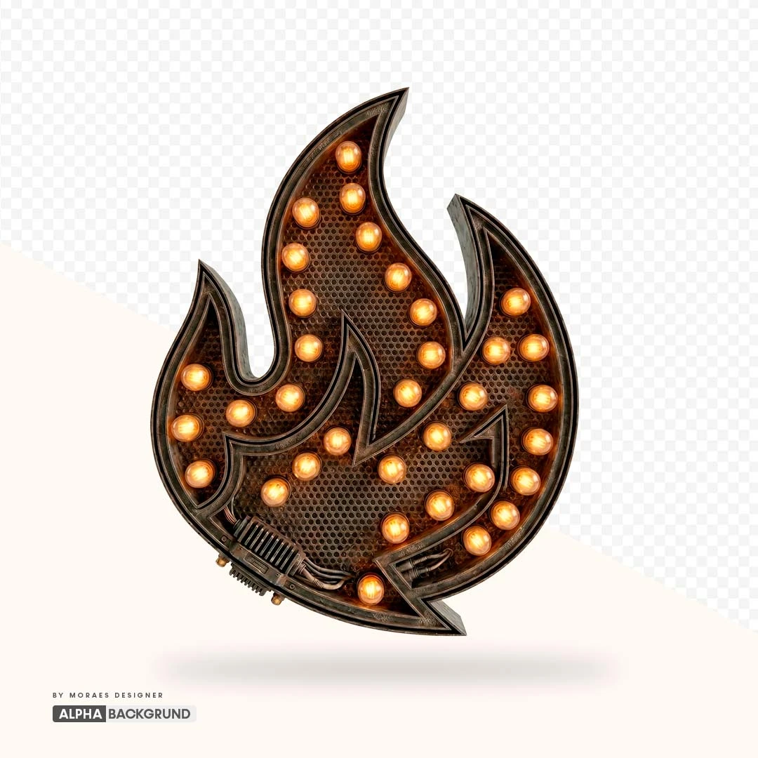 PNG FREE: Fogo de Metal com Luzes e Brilho – Elemento Fundo Transparente Grátis