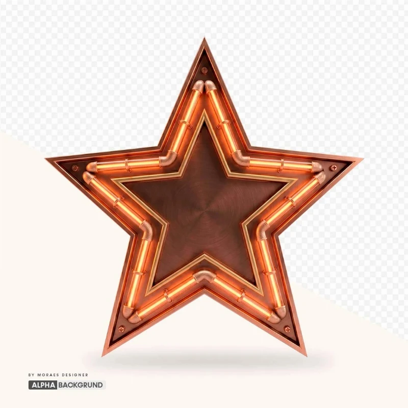 PNG FREE:  Estrela Neon Bronze alta qualidade GRÁTIS