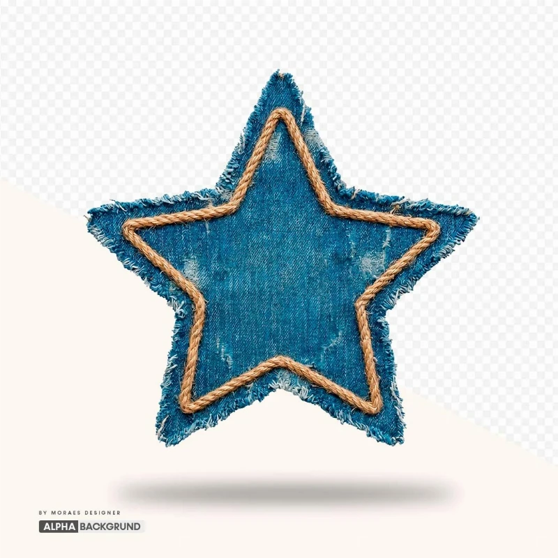 PNG FREE: Estrela de tecido jeans alta qualidade GRÁTIS