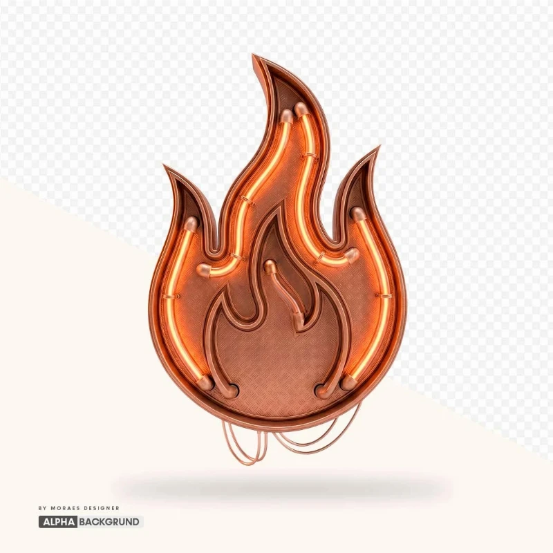PNG FREE:  Fogo Neon Bronze alta qualidade GRÁTIS