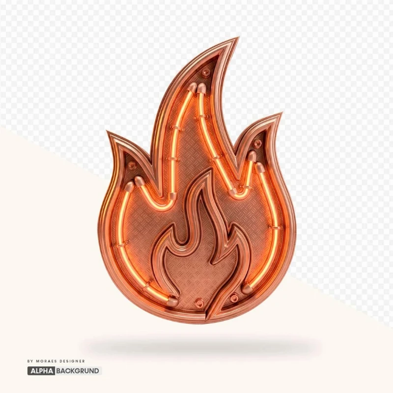 PNG FREE:  Fogo Neon Bronze alta qualidade GRÁTIS