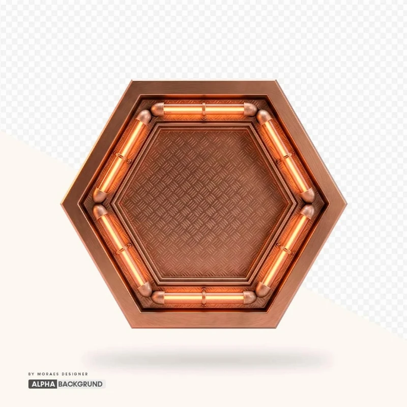 PNG FREE:  Hexágono Neon Bronze alta qualidade GRÁTIS