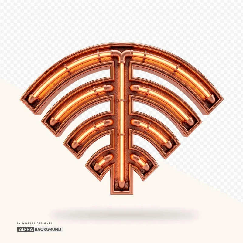 PNG FREE:  Wi-Fi Neon Bronze alta qualidade GRÁTIS