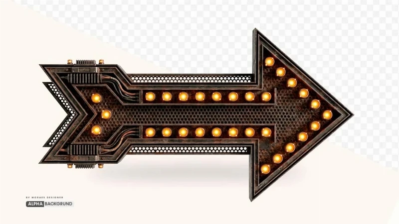 PNG FREE: Seta de Metal com Luzes e Brilho – Elemento Fundo Transparente Grátis