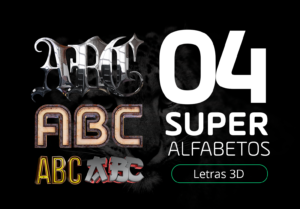 4 Super Alfabetos / Letras 3D Free (grátis) – Moraes Designer